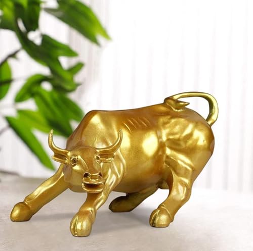 Image of UAG Exports Golden Charging Bull Showpiece - 9 Inches | Durable Polyresin Build | Stock Market Bull Statue for Office Desk, Living Room, Home, & Workstation | Business Success Gift Item
