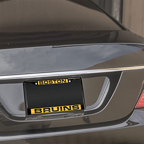Nhl Rico Industries Boston Bruins Black Black Laser Cut Chrome Frame 12" X 6" 12" X 6" Black Laser Cut Chrome Frame - Car/Truck/Suv Automobile Accessory #TOP1