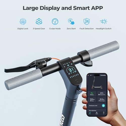 Image of MEGAWHEELS Electric Scooter,Electric Scooter Adults Teens,10in Pneumatic Tires,350 /500 /600W Motor,19 /31 Miles Range,15.5mph E Scooter with Smart APP Control for Commuting, Outdoor, Short Travel Gift