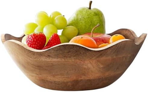 Handmade Large Wooden Bowl Mango Wood Decorative Bowl for Veggies...
