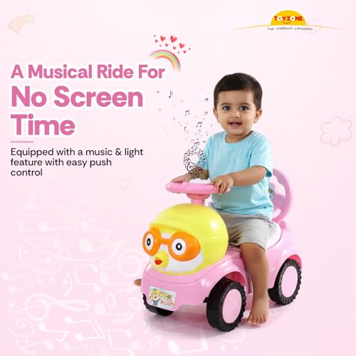 Image of Toy Zone Duck Pilot Baby Ride on Car for Kids, Toddlers Push Ride Baby Kids Car with Backrest, Push Ride on Toy with Music, Under Seat Storage, 2 to 5 Years (Pink)