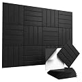 Vieshful Self Adhesive Acoustic Panels – 12"x12"x0.4" High-Density Soundproof Wall Panels, Felt Acoustic Wall Panel for Echo & Noise Reduction, Home Office Sound Proofing Decor Black 10 Pack