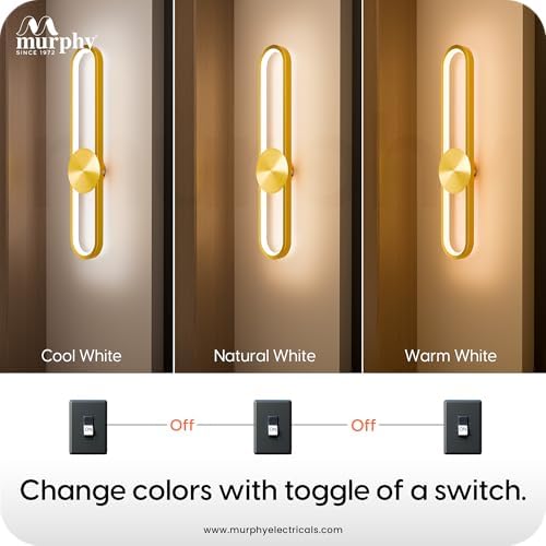 Image of Murphy LoopLite 3-in-1 LED Wall Lamp with Golden Finish | Premium Aluminium Body | Matte Luxe Design | Warm /Neutral /Cool White Light | Modern Ambient Light | 2-Year Warranty | Pack of 4