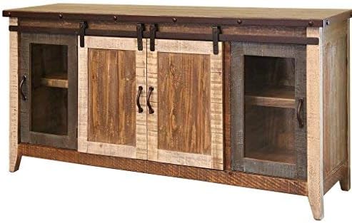 Crafters and Weavers Greenview Multicolored 60" Sliding Barn Door TV Stand/Sideboard Console
