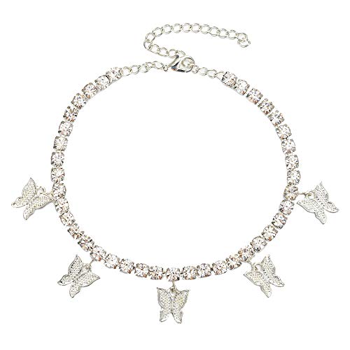 Butterfly anklet for women teen girls, 18k gold / white gold plat…