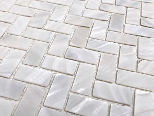 Mattonelle di mosaico in madreperla con conchiglia...