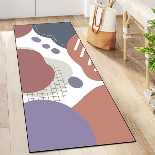 Alfombra de pasillo 80x160 cm geométrica y lavable de pelo corto 8