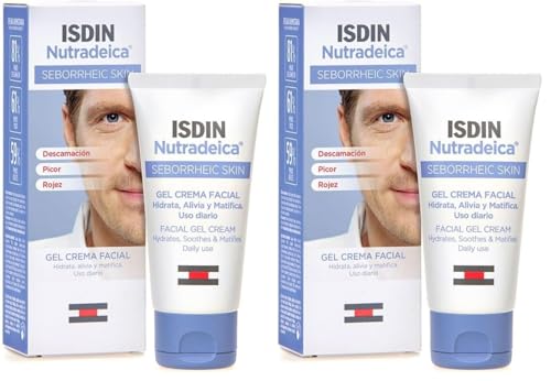 ISDIN Nutradeica - Gel-crema facial indicado para el tratamiento del exceso de sebo, descamación, picor y eritema de la piel seborreica facial, 50 ml (Paquete de 2)