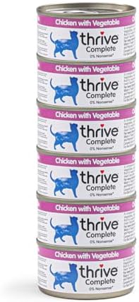 Thrive Wet Cat Food Chicken with Vegetables Complete Food for Adult & Senior Cats Nutritious Gourmet Quality Cat Food Tins Hypoallergenic 75g 6pk.