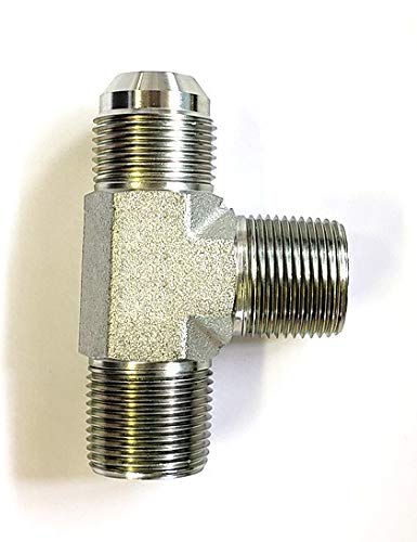 AF 2607-12-12-12 - 3/4 Male JIC 37 Degree Flare (1-1/16''-12 Threads) X 3/4 Male Pipe (1.050''-14 Threads) X 3/4 Male Pipe (1.050''-14 Threads) Run Tee