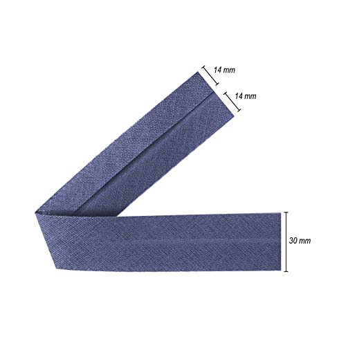 TEXTEX = 30mm Wide Bias Binding Tape. 50% Cotton and 50% Polyester. 10m Piece - (Blue), Mid blue - Image 3