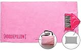 HoodiePillow Hooded Beach Towel with Inflatable Pillow Insert for The UV Protected Hood (Pink)