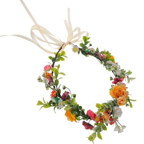 Couronne de roses artificielles en tissu résistant, bandeau fleuri de fête