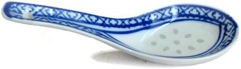 Blue Ceramic Asian Rice Pattern Spoon (1 Piece)