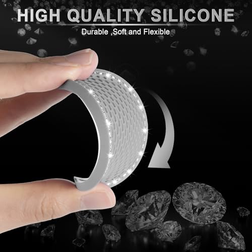 Image of JUSTTOP 2 Pack Universal Auto Anti Slip Cup Holder Insert Coaster, Car Cup Holder Coaster, Bling Crystal Rhinestone Car Interior Accessories-Grey