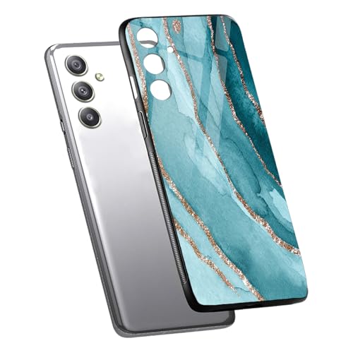 Image of COLORflow Back Cover Compatible with Samsung Galaxy A34 5G | Blue Marble Golden Stripes | Shockproof TPU Bumper Cover with Camera Protection Back Cover