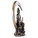 Top Collection Guan Yin Statue in Royal Ease Pose on Crescent Moon- Kwan Yin Buddhist Goddess of Compassion and Mercy Sculpture in Cold Cast Bronze- 8.5-Inch Figurine