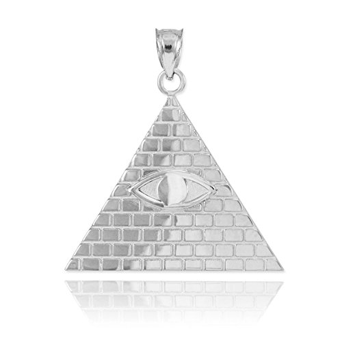 High Polish 925 Sterling Silver Pyramid Charm All Seeing Eye of Providence Illuminati Pendant