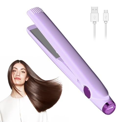 SGZIOO Mini Plancha Pelo, Plancha Pelo Viaje Mini, Plancha de Pelo Pequeña, Plancha Pelo Pequeña, Plancha de Pelo de Viaje para Todo Tipo De Cabello Púrpura