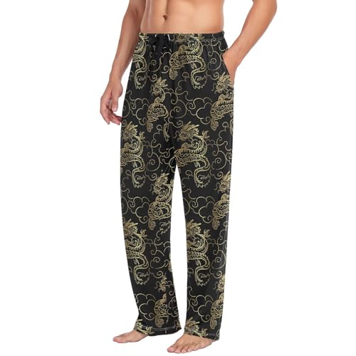 susiyo Dragon Chinese Men's Pajama Pants Cotton Pajama Bottoms Sleepwear PJ Pants Lounge Pants with Pocket Drawstring4