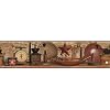 York Wallcoverings Keepsakes Country Coffee Border Removable Wallpaper RedBrown Red Brown Black Beige Ecru