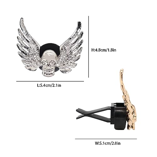Image of ORIESSE Goth Car Accessories,2pcs Bling Angel Wings Skull Car Air Fresheners Vent Clips,Silver Spooky Skeleton Decor for Teens,Horror Dashboard Decorations,Refillable Diffusers