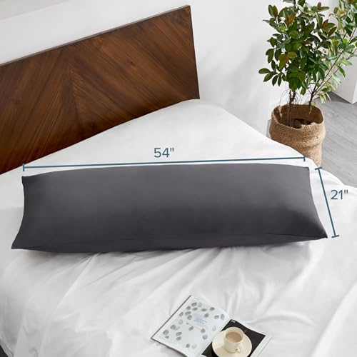 Image of Bare Home Microfiber Body Pillow Cover - Ultra Soft - Cooling Pillowcase - Double Brushed - Pillowcase with Zipper Closure - Easy Care (21''x54'' Body Pillow Cover, Forged Iron Grey)