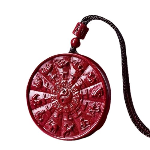Collier Cinnabar homme avec pendentif astrologique gravé en pierre