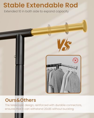 Image of Heavy Duty Clothes Rack, Metal Clothing Rack Load 450 LBS, Rolling Coat Racks for Hanging Clothes with Lockable Wheels, Wardrobe Closet Garment Racks for Bedroom, Black