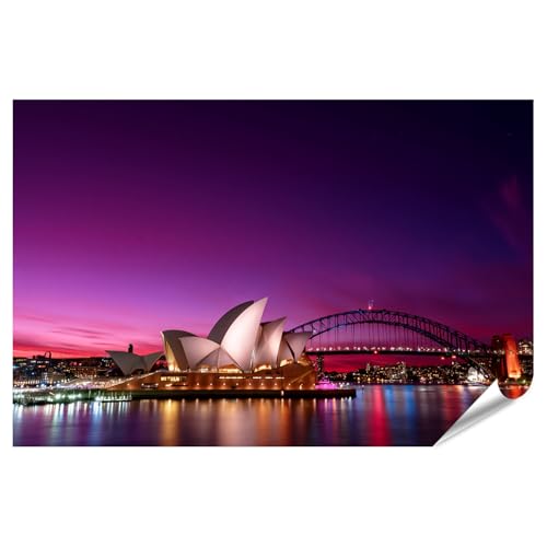 islandburner Poster Majestueux Sydney Opera House - Tableau mural de qualité supérieure pour le salon - Pour les fans de voyage - Standard
