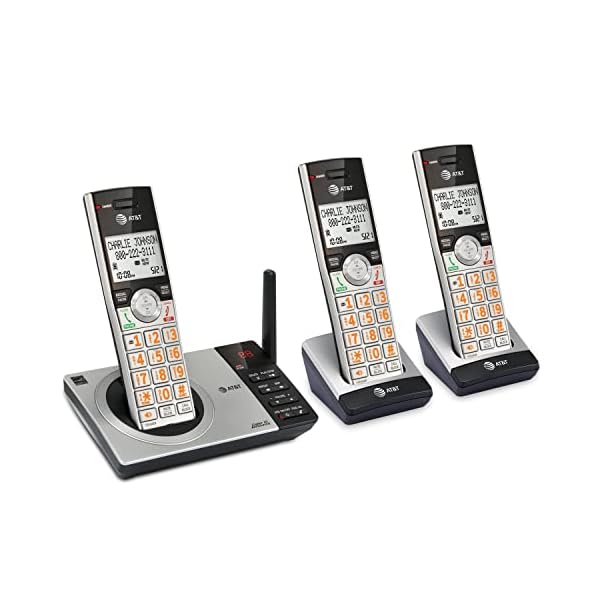 AT&T DECT 6.0 Expandable Cordless Phone with Answering System, Silver/Black with 3 Handsets