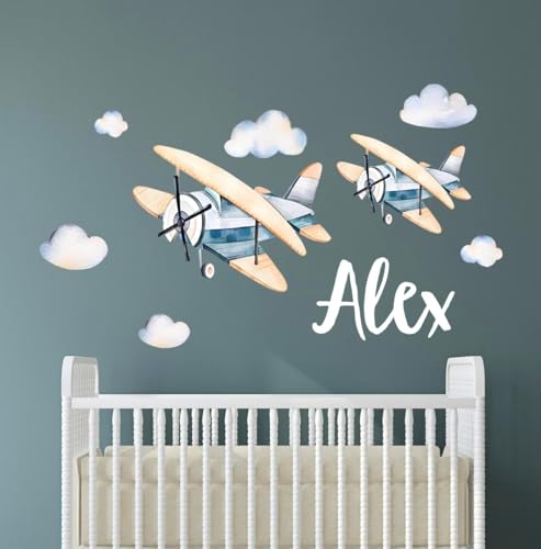 Vinilo Decorativo Aviones Acuarela Personalizado