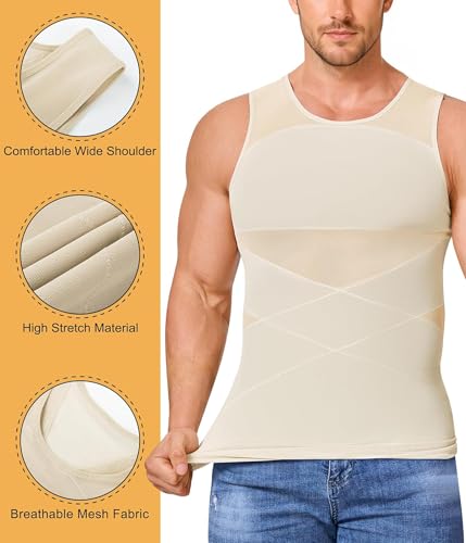 Image of Compression Shirt for Men Slimming Undershirt Body Shaper Tank top for gynomastica Sleeveless Shapewear Vest Men