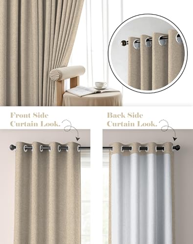 Image of Casableu Twillbone Digital Print 85% Blackout Curtains for Long Door /Window, Thermal Insulated, Tie Back, Wider Width 50 in, Eyelet Curtains for Living Room /Bedroom (L Brown 9 ft Set of 2)