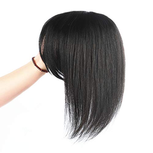 Real Human Hair Topper Wig Hair with Bands 3 Clips In Straight Top Hairpieces Toupee for Women Thinning Hair (30cm/12",Brown-002)