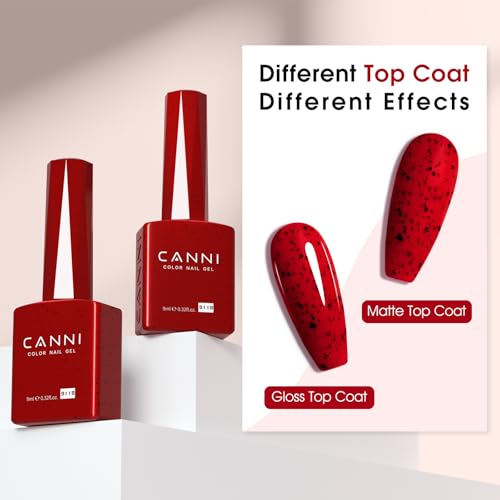 Image of CANNI 9ml Wine Red Glitter Gel Nail Polish, High Gloss UV LED Soak Off Gel