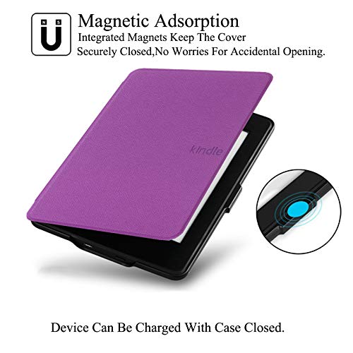 Capa + Pelicula para Novo Kindle Paperwhite (Apenas Versão à prova d’água) Função Hibernação (Roxo)