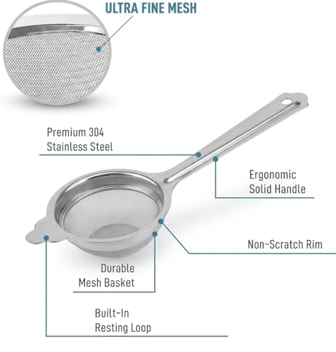 Image of Tea Strainer Stainless Steel 8 cm Medium - Fine Mesh Chai Chalani, Tea Filter for Cup, Coffee Strainer, Rust Resistant Kitchen Siever