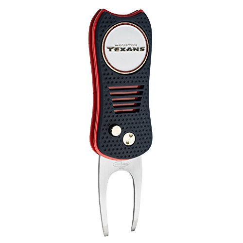 Team Golf NFL Houston Texans Retractable Divot Tool with Double-Sided Magnetic Ball Marker, Features Patented Single Prong Design, Causes Less Damage to Greens