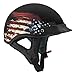 VCAN Cruiser Solid Flat Black Half Face Motorcycle Helmet (Flag, Small)