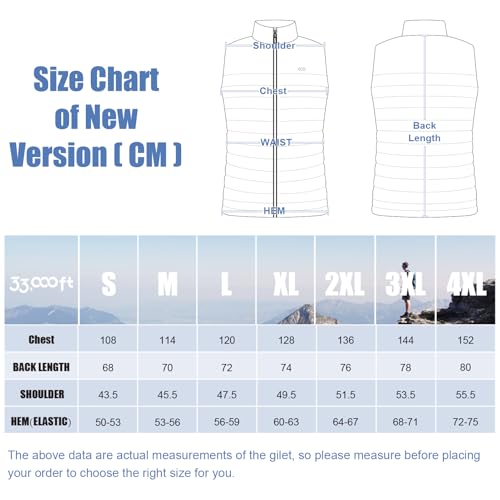 33,000ft Herren Packbare Steppweste Outdoor Gefütterte Hybrid Sportwesten mit Stehkragen Outdoorwesten mit 5 Taschen Übergangswesten für Männer Laufen Golf Wandern Reiten, Petrol XL