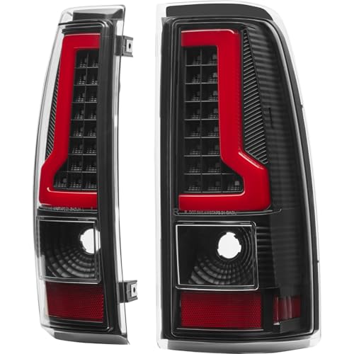 Image of LED Tail Lights Assembly Compatible with 1999 2000 2001 2002 2003 2004 2005 2006 Chevy Silverado 1500 2500 3500 Rear Light Brake Lamps Driver & Passenger Side, Black Housing Clear Lens