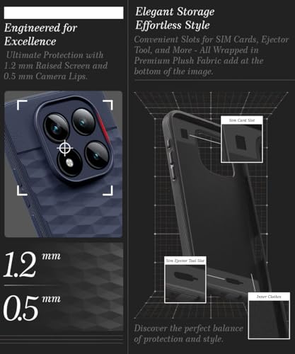Image of WOW IMAGINE Back Cover for Mi Redmi Note 15 5G 2025 | Poco M8 5G with Hexa Cube Design | Slim Soft Rubberised Case | Inner Velvet Fabric | Silicone Flexible Mobile Case | Camera Protection - Blue
