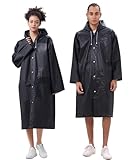 HLKZONE Ponchos de lluvia para adultos con dos bolsillos, [paquete de 2] impermeables reutilizables impermeables con capucha para mujeres y hombres, B: Negro, talla única