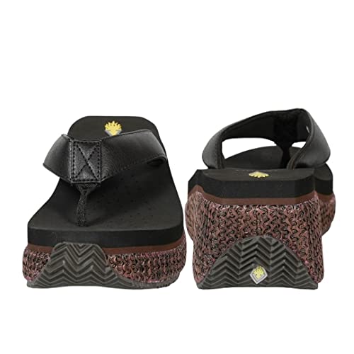 Image of Volatile Island Wedge Sandals for Women Featuring Slip-On Thong Platform Style with EVA Insole and Rubber Outsole