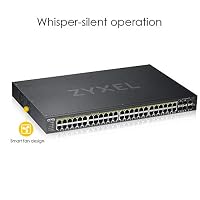 Zyxel Netzwerk PoE Switch 48 Port | Smart Managed Gigabit LAN Splitter | 44x GbE PoE+ mit 375W Budget + 4X SFP Combo + 2X SFP Ports | Smart Fan | Hybrid Cloud Modus | Rack Montage | GS1920-48HPv2 – Ansicht 2