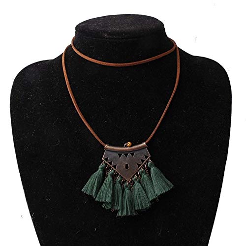 Preisvergleich Produktbild FEELHH Lange Pulloverhalskette,Böhmische Geometrie Wolle Quasten Halskette Ethnischen Gesäumten Halskette Klassischer Schmuck Schönheit