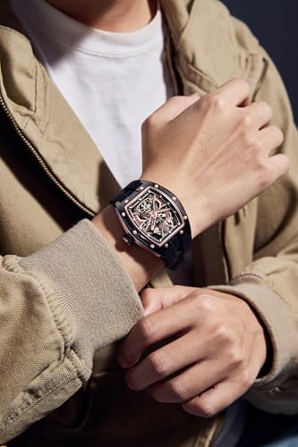 Image of ALIX Men's Automatic Skeleton Self-Winding Water Resistant Chronograph Analog Watch