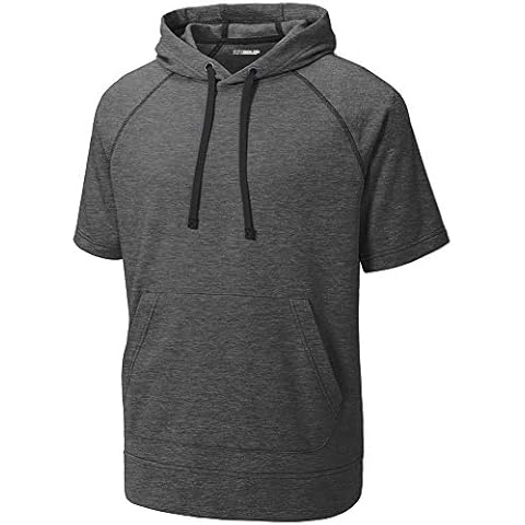 DRIEQUIP Men's Tri-Blend Wicking Fleece Short Sleeve Hoodie-3XL-DarkGreyHeather Cover