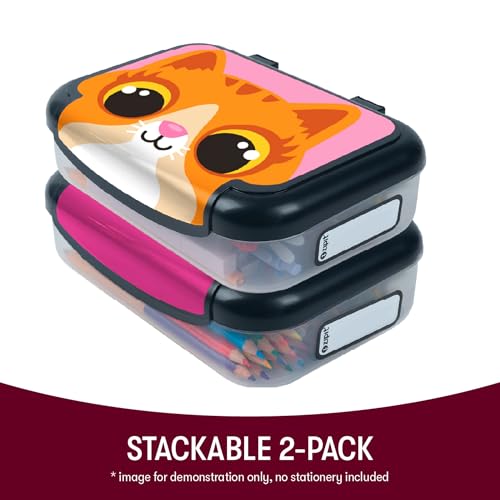 Image of ZIPIT: Pencil Box Bundle: Kitty & Pink Unicorn - Recycled Plastic Cases, Large Capacity Storage Organizers, School Supplies-Stationary, Kids-Girl-Boy
